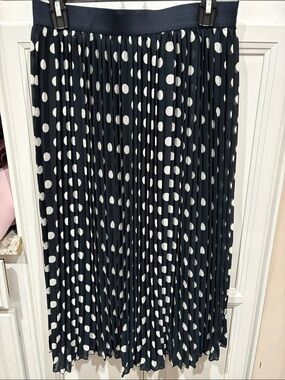 Cynthia Rowley Navy Midi Skirt with White Polka Dots